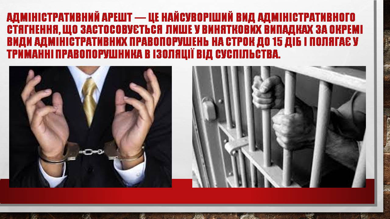 Презентація на тему «Адміністративний арешт» - Слайд #2 Презентація на тему «Адміністративний арешт» - Слайд #2