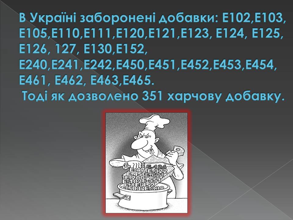 Презентація на тему «Харчові добавки» (варіант 23) - Слайд #37 Презентація на тему «Харчові добавки» (варіант 23) - Слайд #37