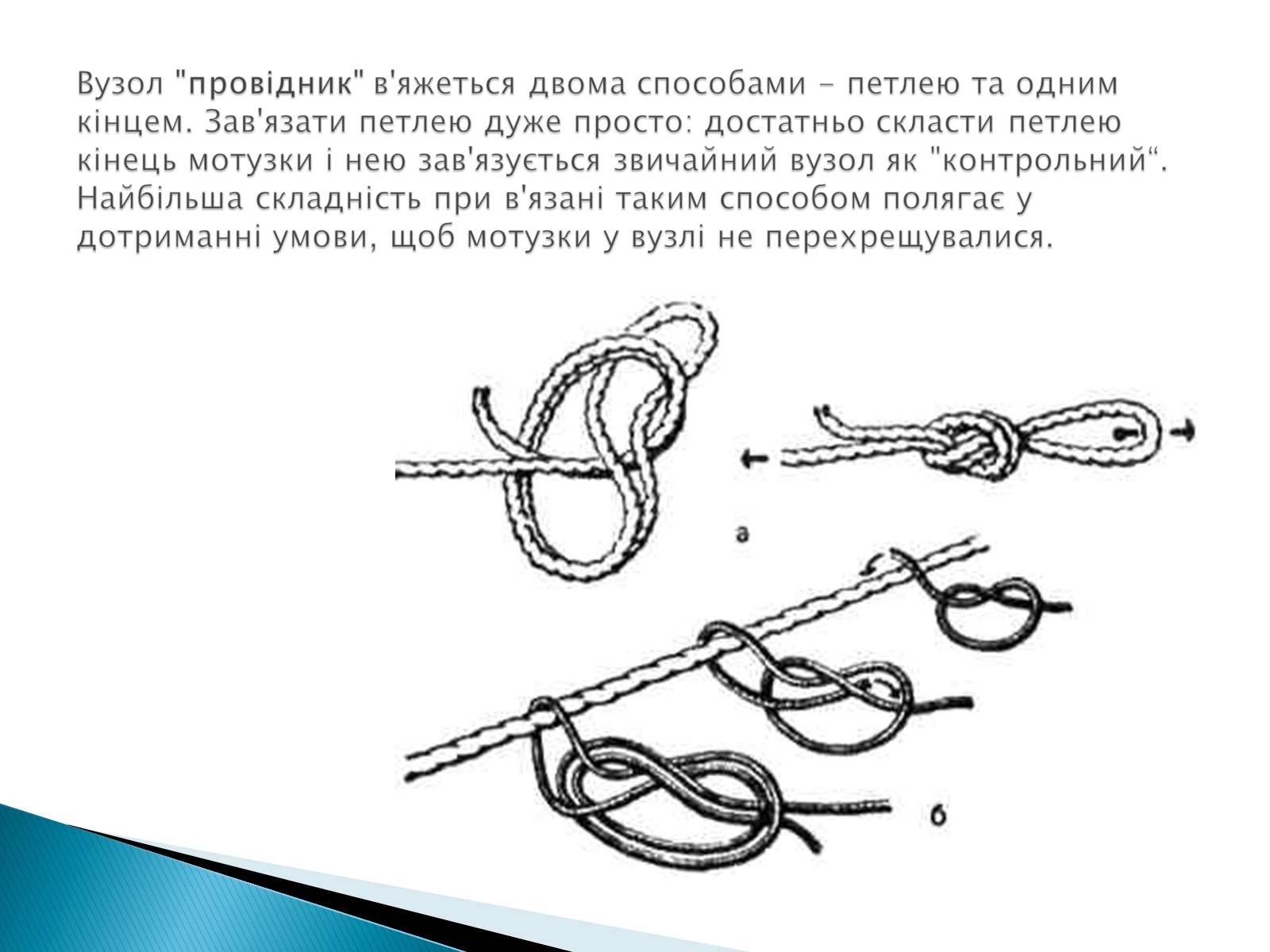 Презентація на тему «В’язання вузлів для спортивного туризму» - Слайд #9 Презентація на тему «В’язання вузлів для спортивного туризму» - Слайд #9