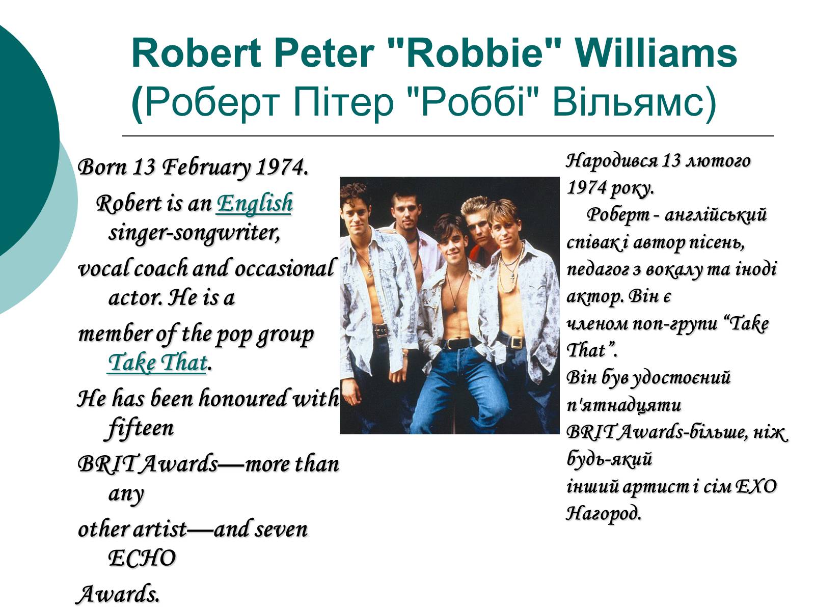 Презентація на тему «Robbie Williams» (варіант 1) - Слайд #2 Презентація на тему «Robbie Williams» (варіант 1) - Слайд #2