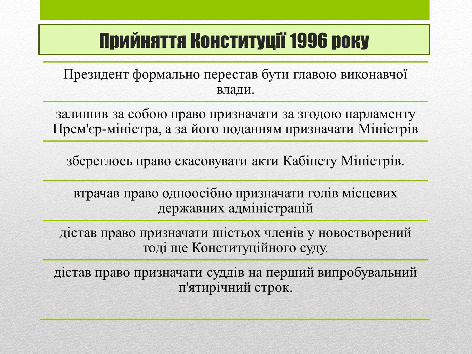 Презентація на тему «Трансформації повноважень Президента та Парламенту в Україні» - Слайд #6