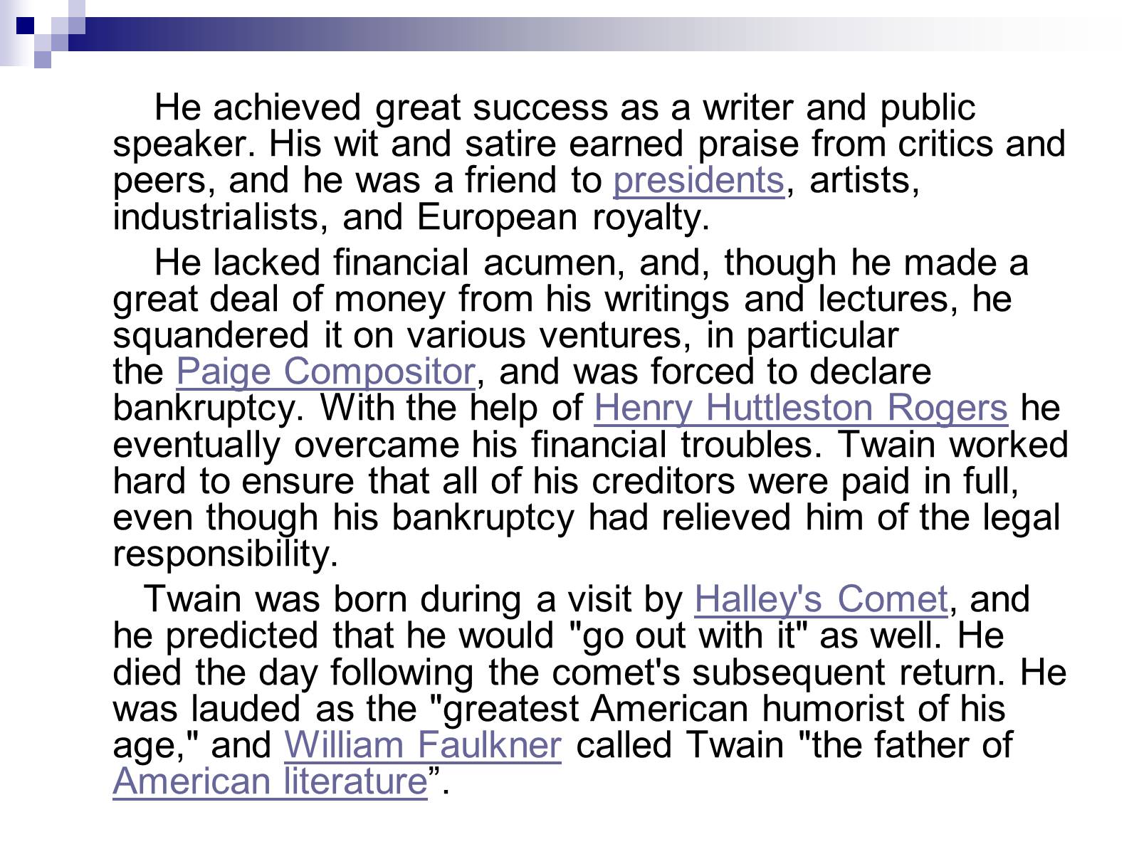 Презентація на тему «The Biography of Mark Twain» - Слайд #4 Презентація на тему «The Biography of Mark Twain» - Слайд #4