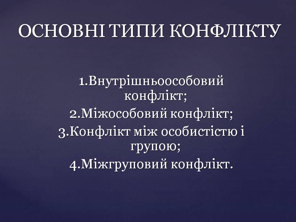 Презентація на тему «Конфлікти» (варіант 7) - Слайд #4 Презентація на тему «Конфлікти» (варіант 7) - Слайд #4