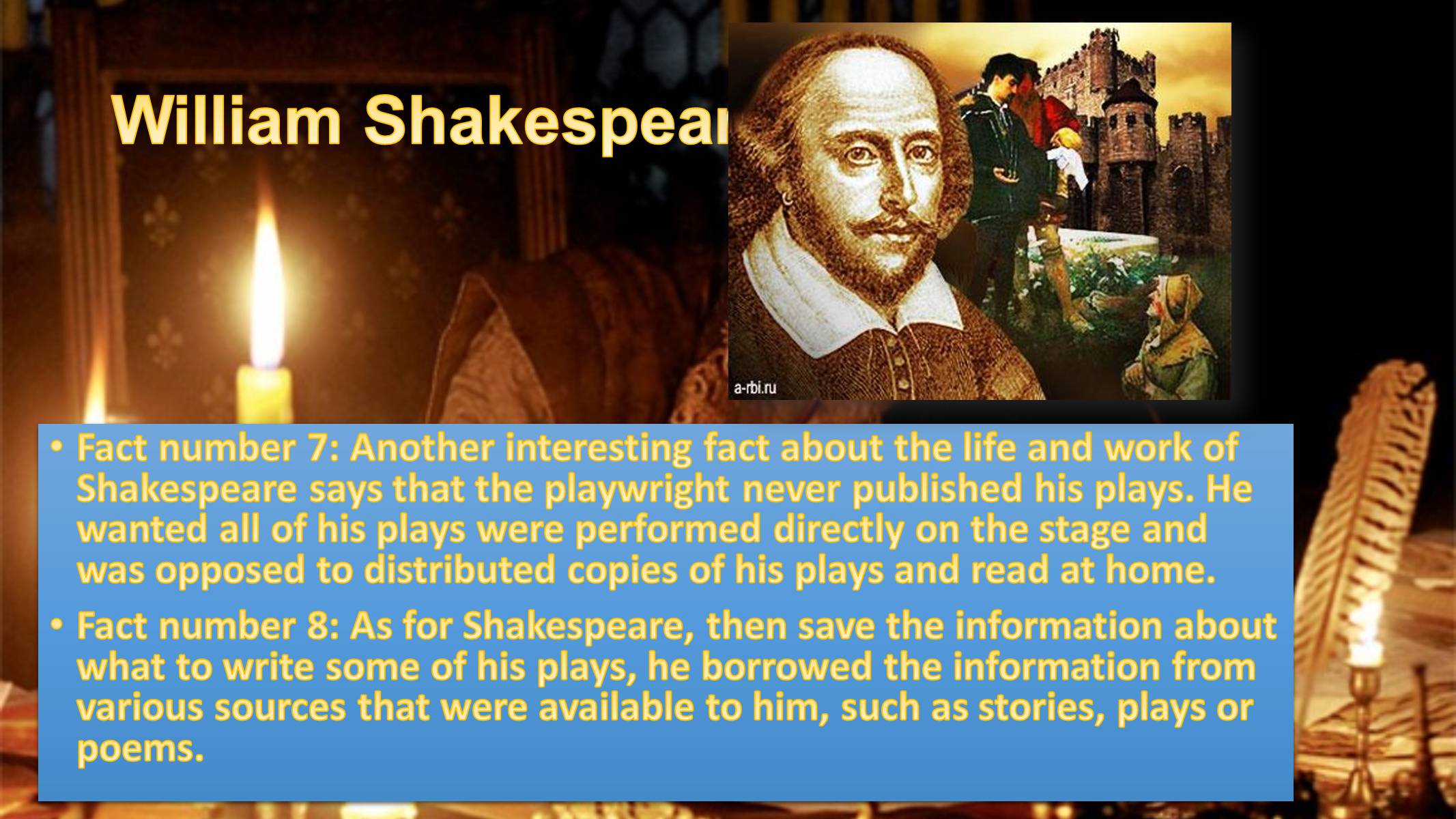 Презентація на тему «William Shakespeare» (варіант 2) - Слайд #6 Презентація на тему «William Shakespeare» (варіант 2) - Слайд #6