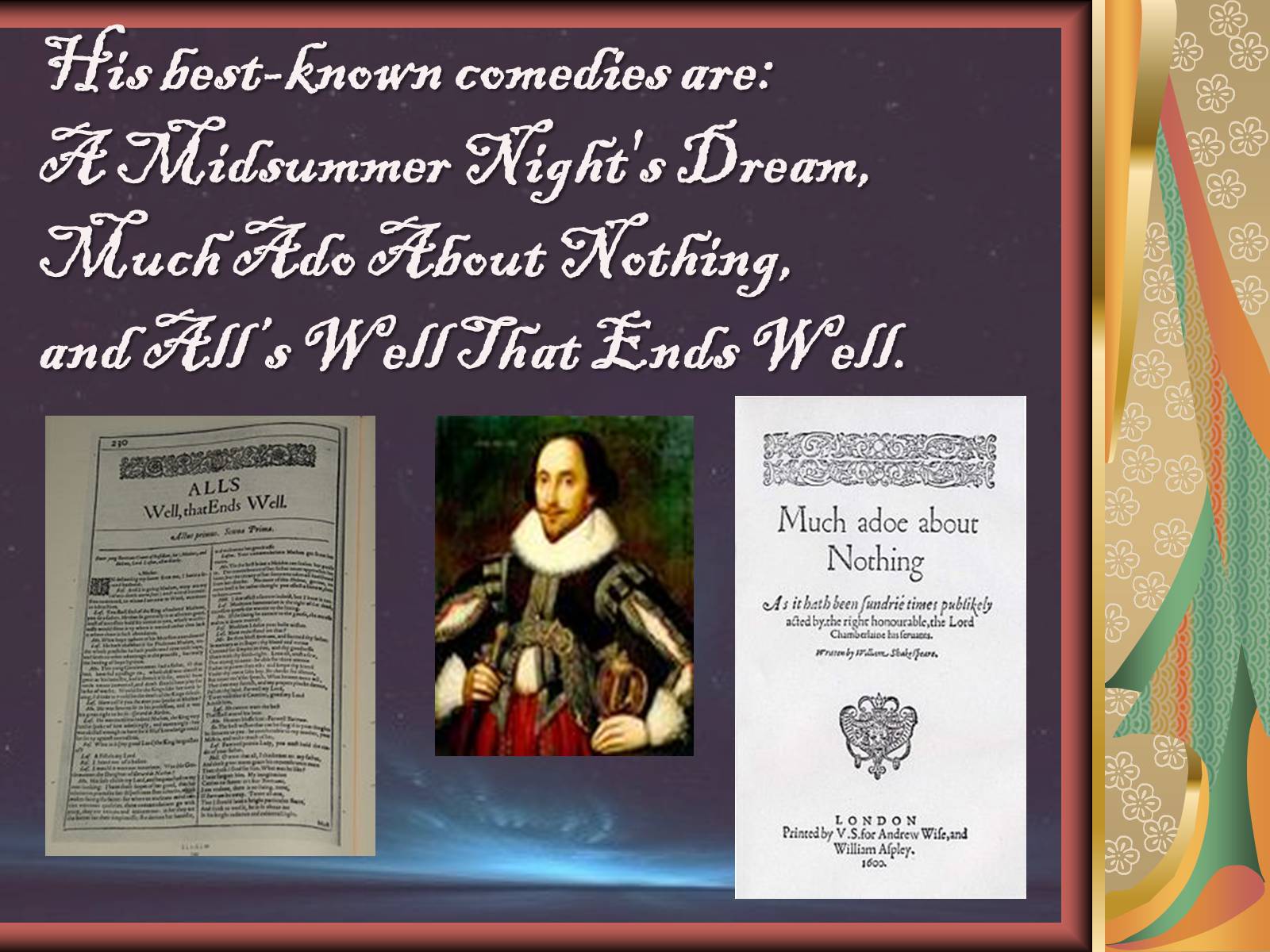 Презентація на тему «William Shakespeare» (варіант 3) - Слайд #13 Презентація на тему «William Shakespeare» (варіант 3) - Слайд #13