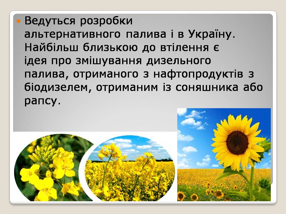 Презентація на тему «Альтернативні види палива» (варіант 6) - Слайд #11 Презентація на тему «Альтернативні види палива» (варіант 6) - Слайд #11