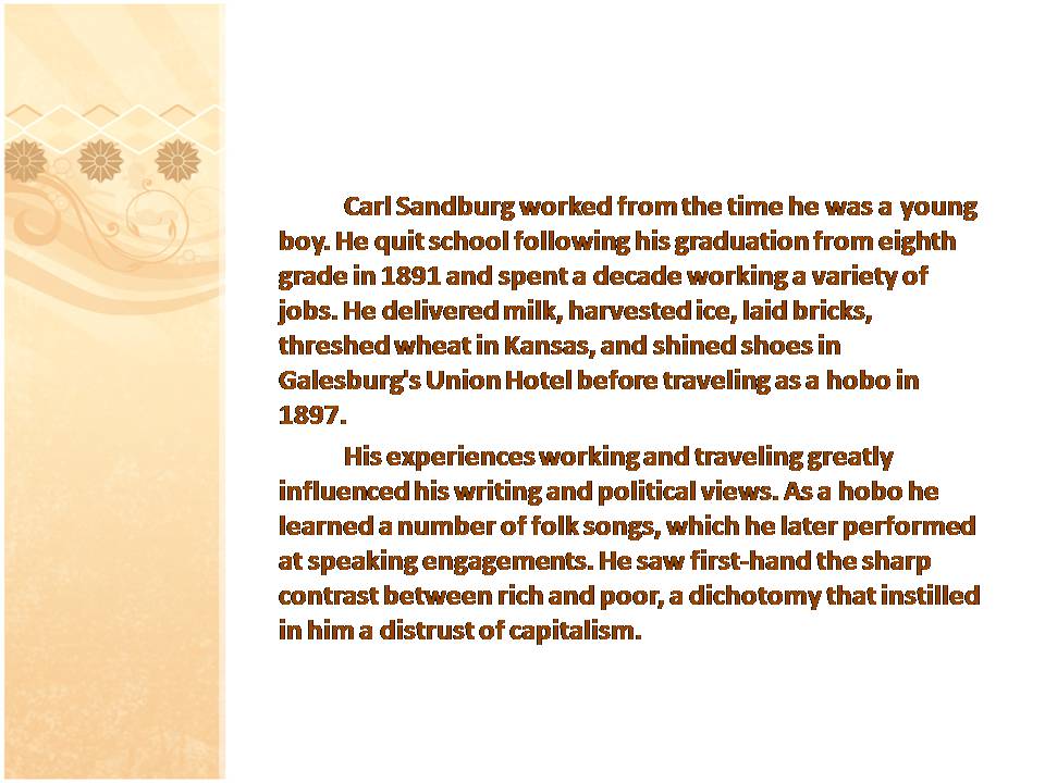 Презентація на тему «Carl Sandburg» - Слайд #4 Презентація на тему «Carl Sandburg» - Слайд #4