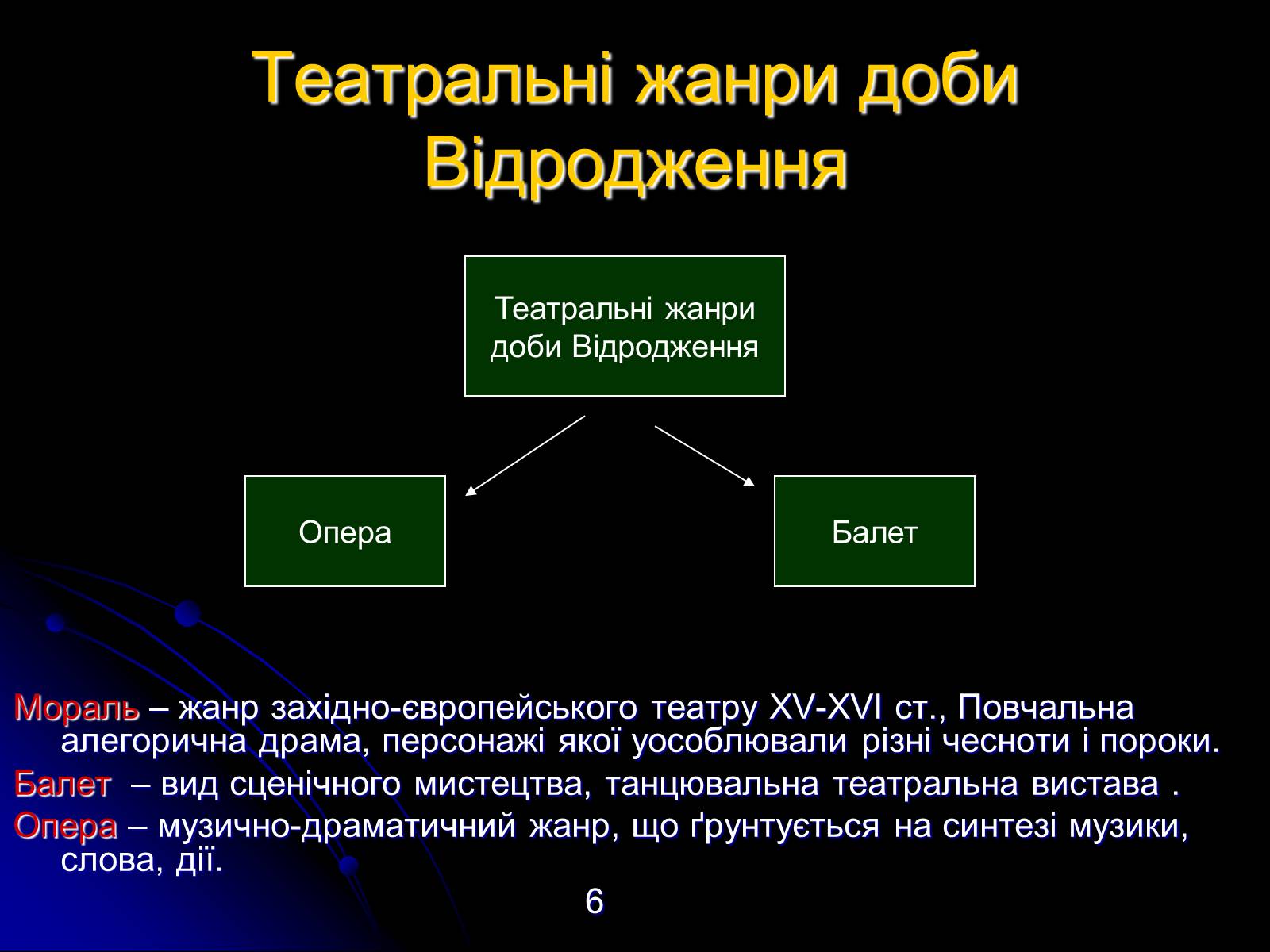 Презентація на тему «Різновиди театральних жанрів різних епох» - Слайд #6 Презентація на тему «Різновиди театральних жанрів різних епох» - Слайд #6
