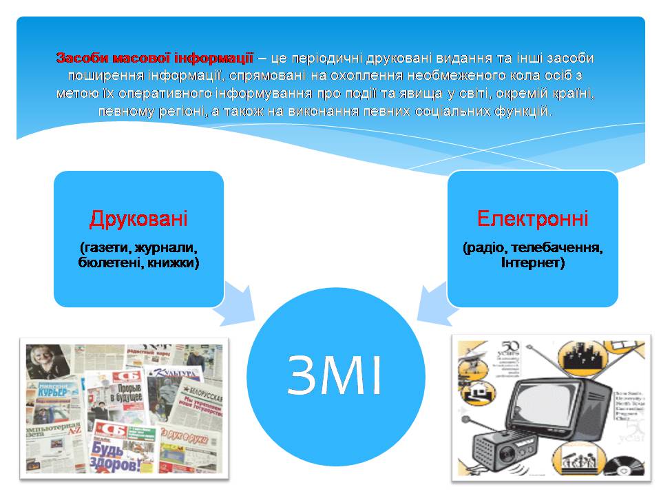 Презентація на тему «Засоби масової інформації» (варіант 11) - Слайд #2 Презентація на тему «Засоби масової інформації» (варіант 11) - Слайд #2