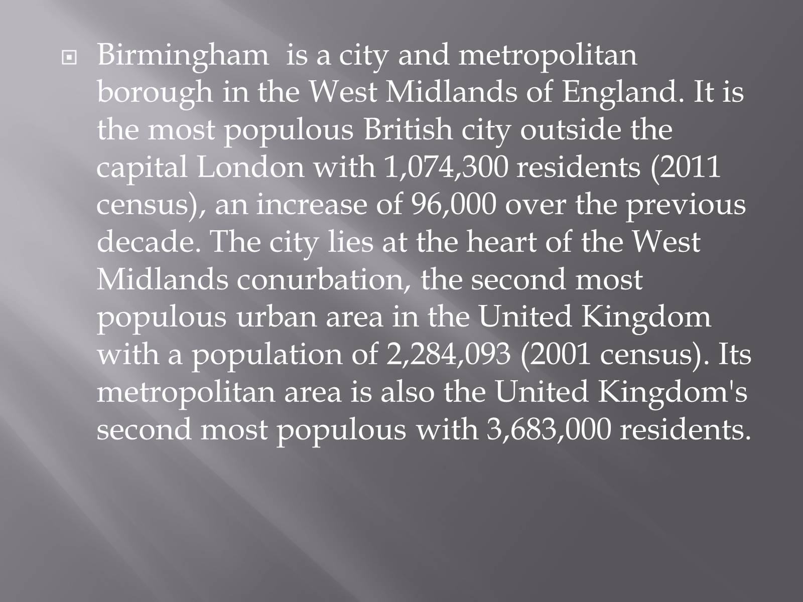 Презентація на тему «Largest cities of the United Kingdom» - Слайд #41 Презентація на тему «Largest cities of the United Kingdom» - Слайд #41
