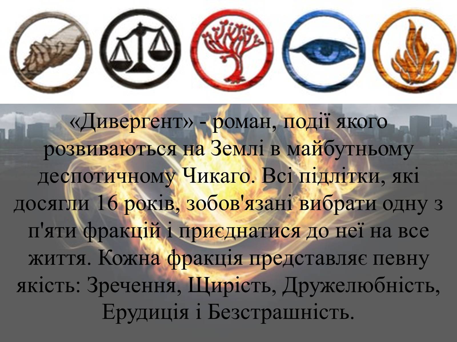 Презентація на тему «Світ очима Сьюзен Коллінз та Вероніки Рот» - Слайд #13 Презентація на тему «Світ очима Сьюзен Коллінз та Вероніки Рот» - Слайд #13