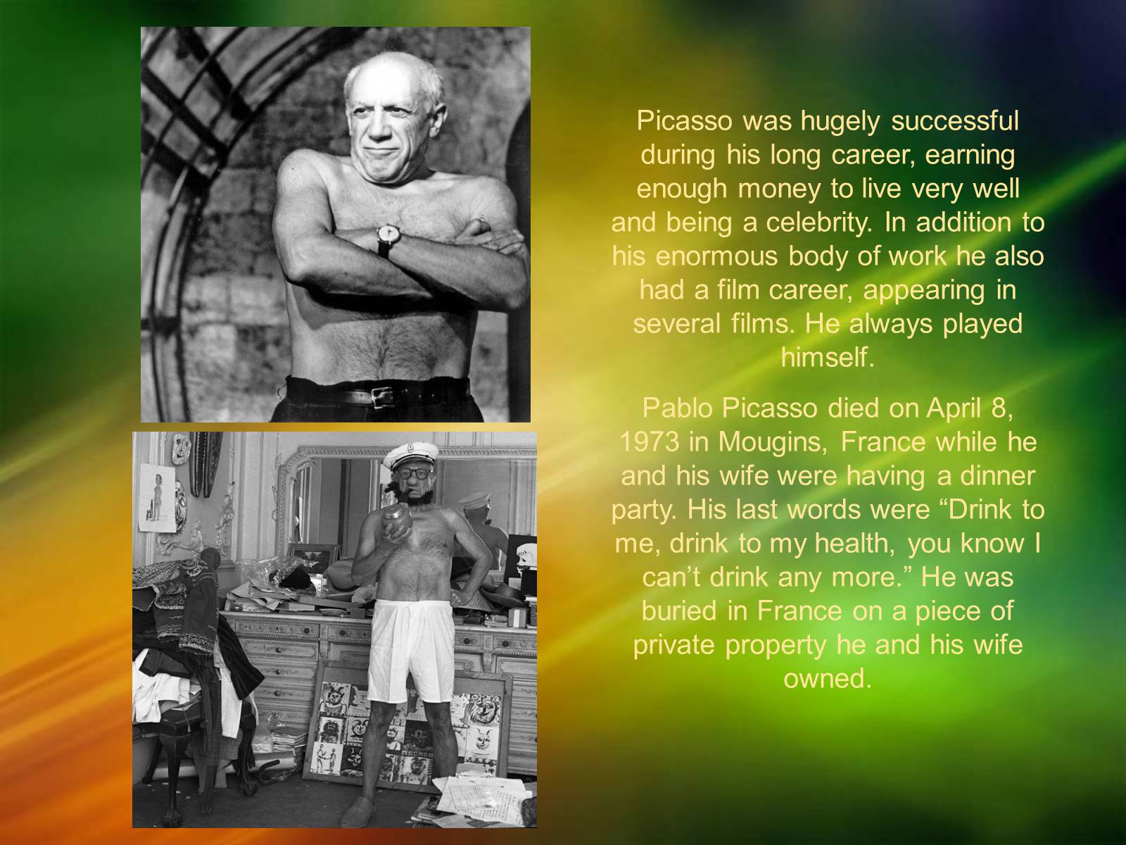 Презентація на тему «Pablo Picasso» (варіант 6) - Слайд #12 Презентація на тему «Pablo Picasso» (варіант 6) - Слайд #12