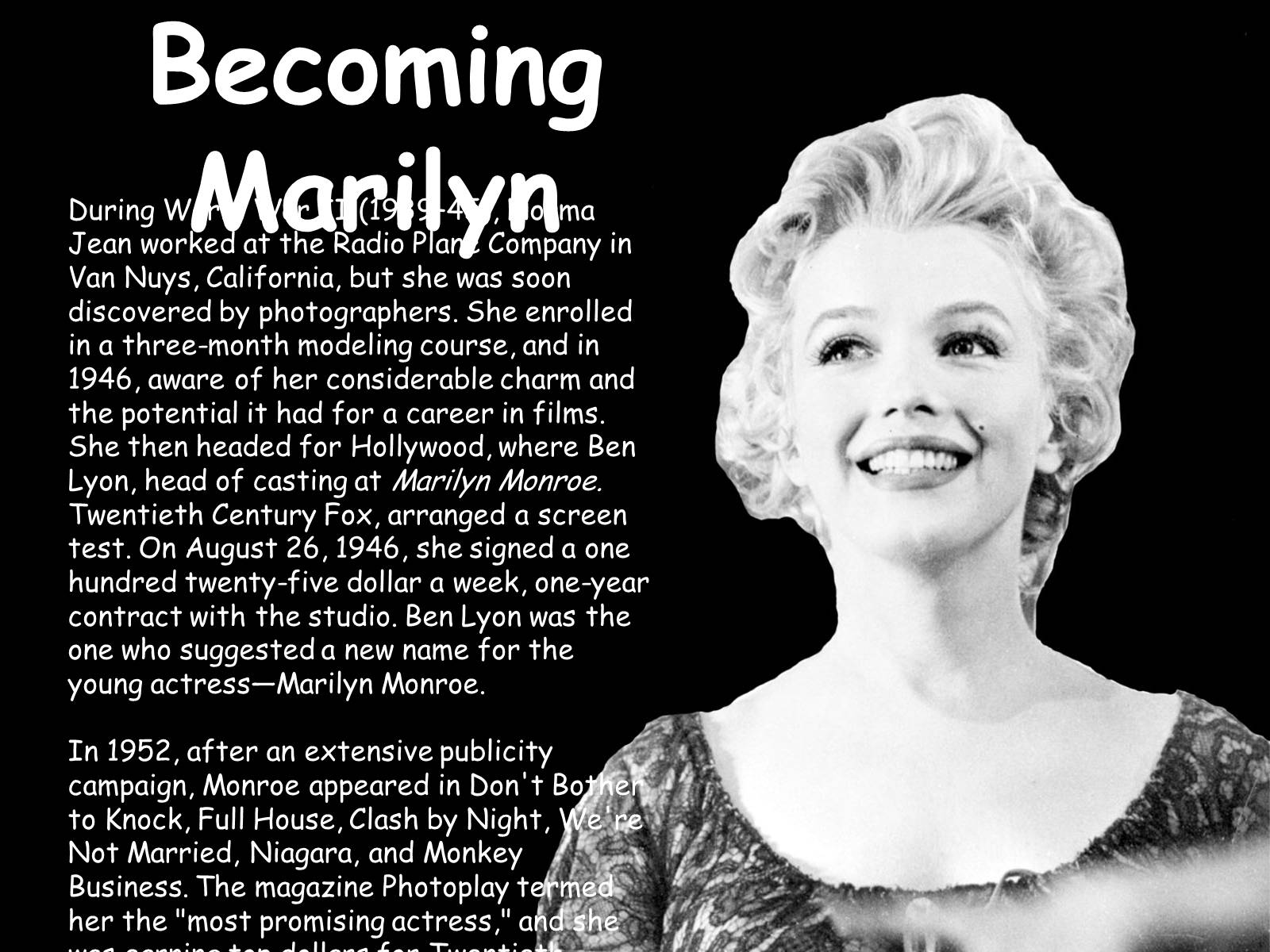 Презентація на тему «Marilyn Monroe» (варіант 3) - Слайд #5 Презентація на тему «Marilyn Monroe» (варіант 3) - Слайд #5