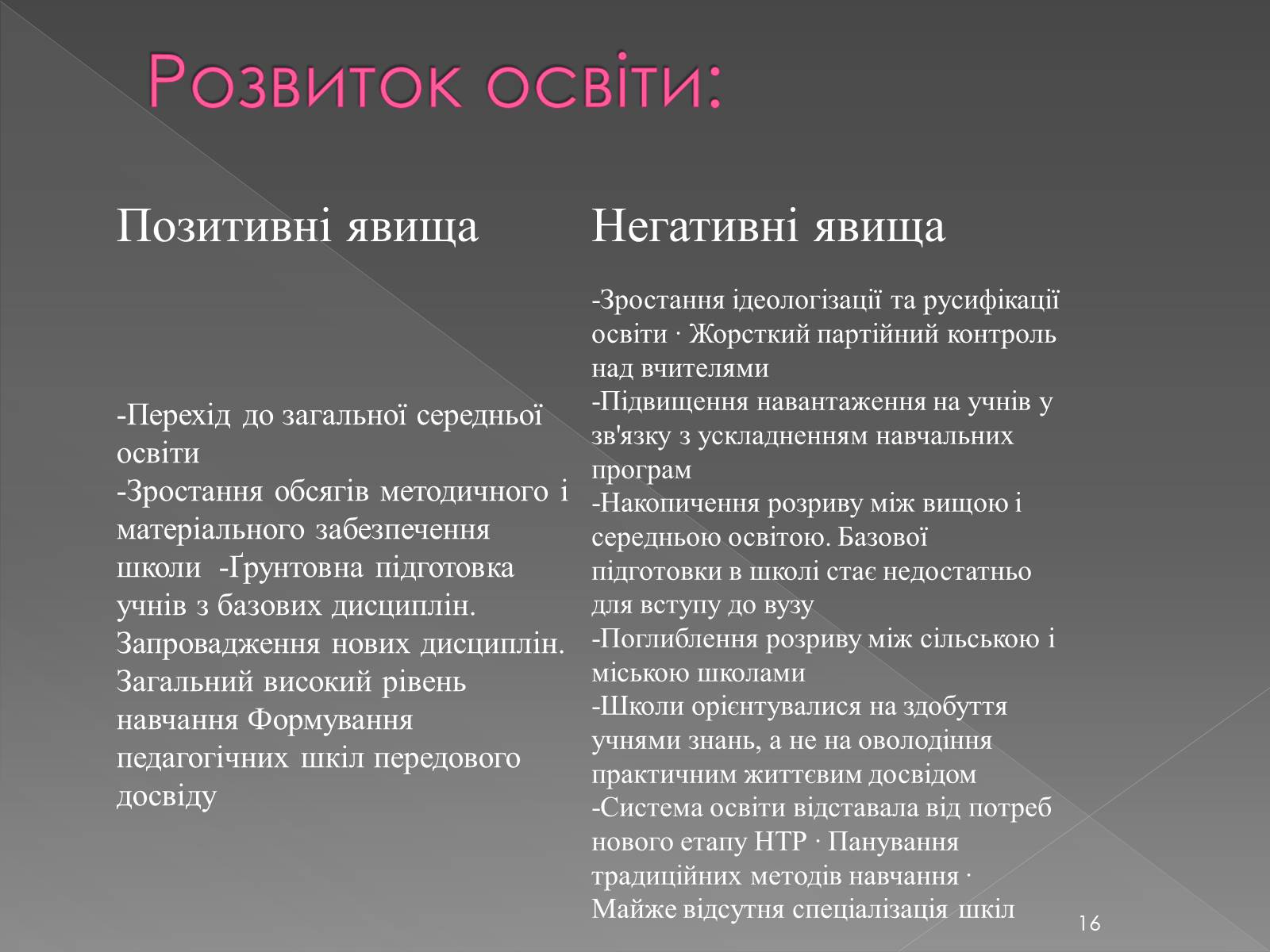 Презентація на тему «Освіта у 1960-1980 рр» - Слайд #16 Презентація на тему «Освіта у 1960-1980 рр» - Слайд #16