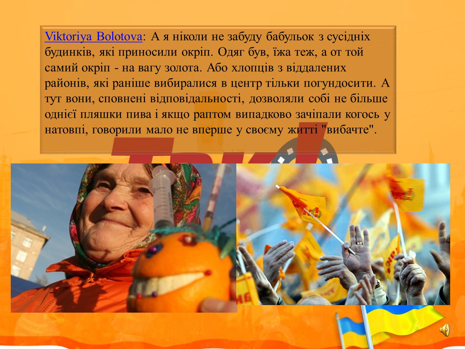 Презентація на тему «Помаранчева революція» (варіант 2) - Слайд #10 Презентація на тему «Помаранчева революція» (варіант 2) - Слайд #10