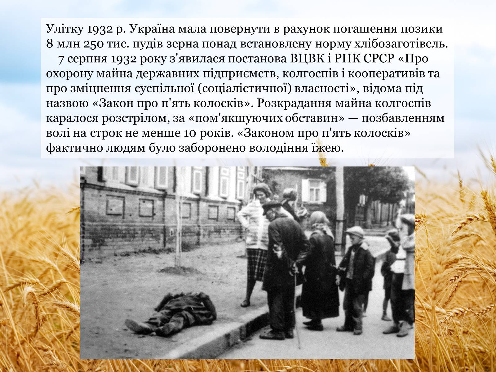 Презентація на тему «Закон про п’ять колосків» - Слайд #7 Презентація на тему «Закон про п’ять колосків» - Слайд #7