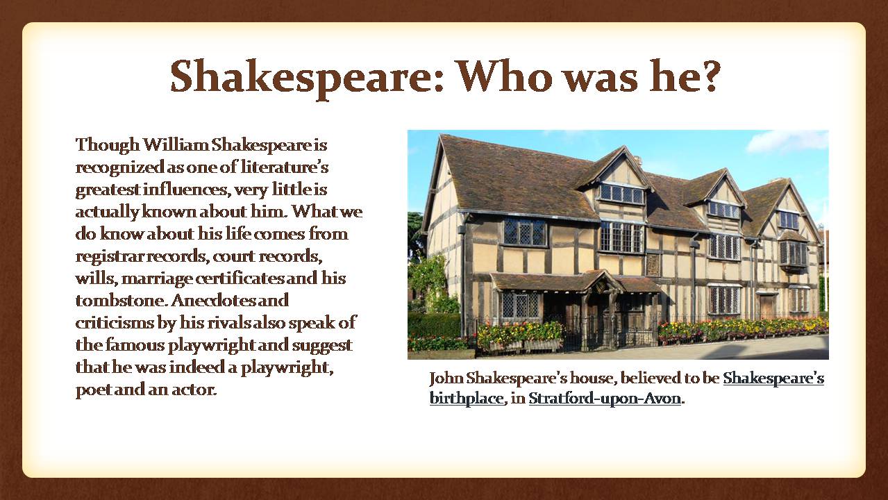 Презентація на тему «William Shakespeare» (варіант 5) - Слайд #3 Презентація на тему «William Shakespeare» (варіант 5) - Слайд #3