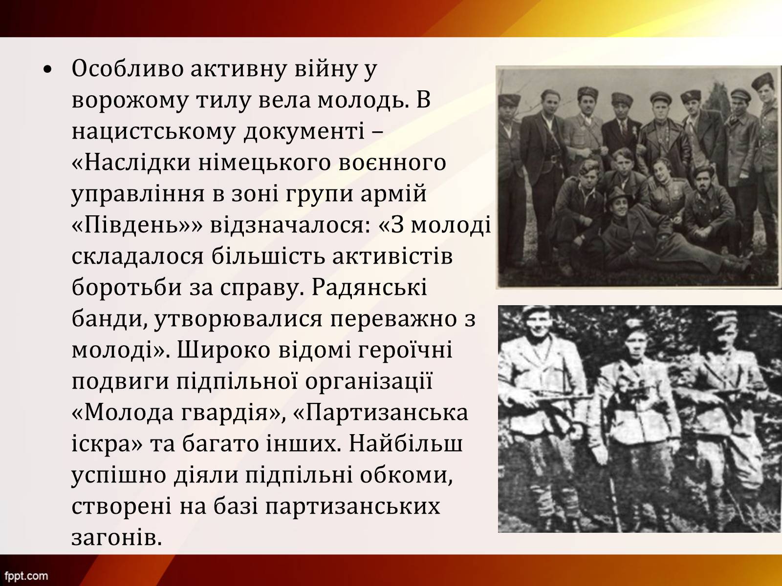 Презентація на тему «Партизанський рух Опору» - Слайд #11 Презентація на тему «Партизанський рух Опору» - Слайд #11