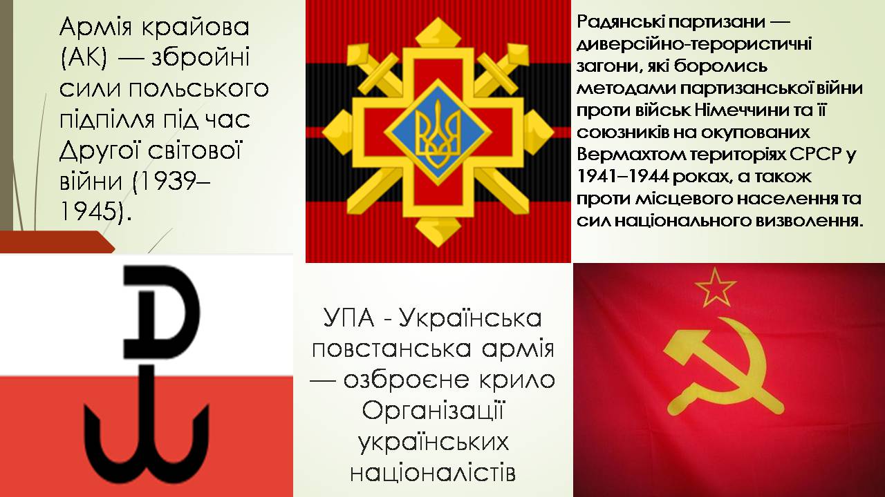 Презентація на тему «Боротьба УПА з радянськими партизанами та армією Крайова» - Слайд #4 Презентація на тему «Боротьба УПА з радянськими партизанами та армією Крайова» - Слайд #4