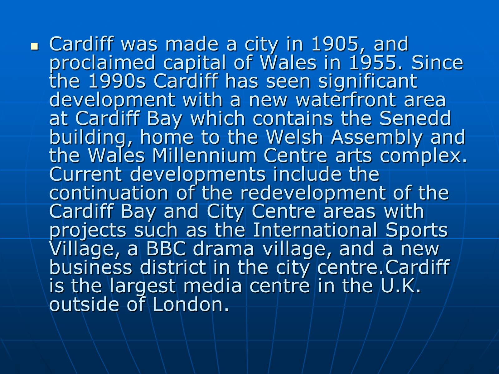Презентація на тему «Cardiff» (варіант 2) - Слайд #6 Презентація на тему «Cardiff» (варіант 2) - Слайд #6