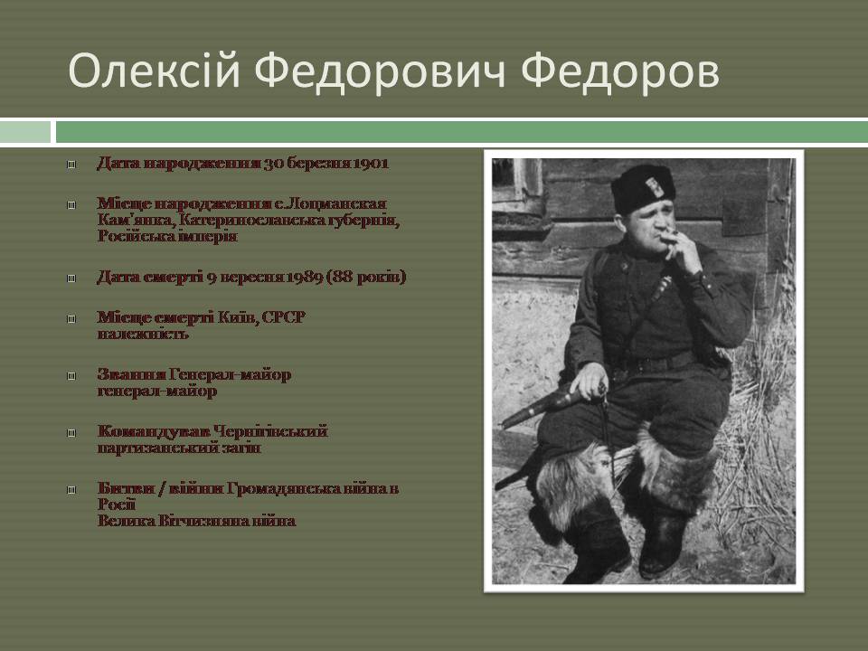 Презентація на тему «Радянський партизанський рух на території України» (варіант 2) - Слайд #15 Презентація на тему «Радянський партизанський рух на території України» (варіант 2) - Слайд #15