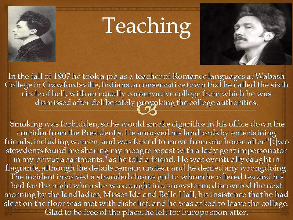 Презентація на тему «Ezra Pound» - Слайд #6 Презентація на тему «Ezra Pound» - Слайд #6