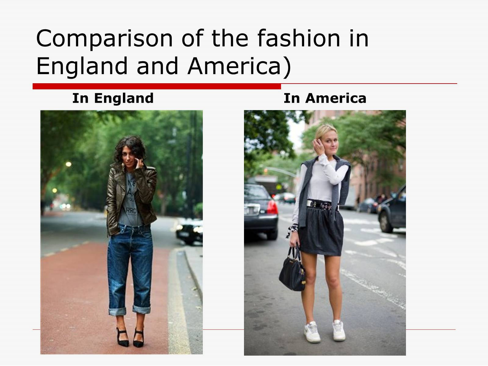 Презентація на тему «Comparison of the fashion in England and America» - Слайд #19 Презентація на тему «Comparison of the fashion in England and America» - Слайд #19
