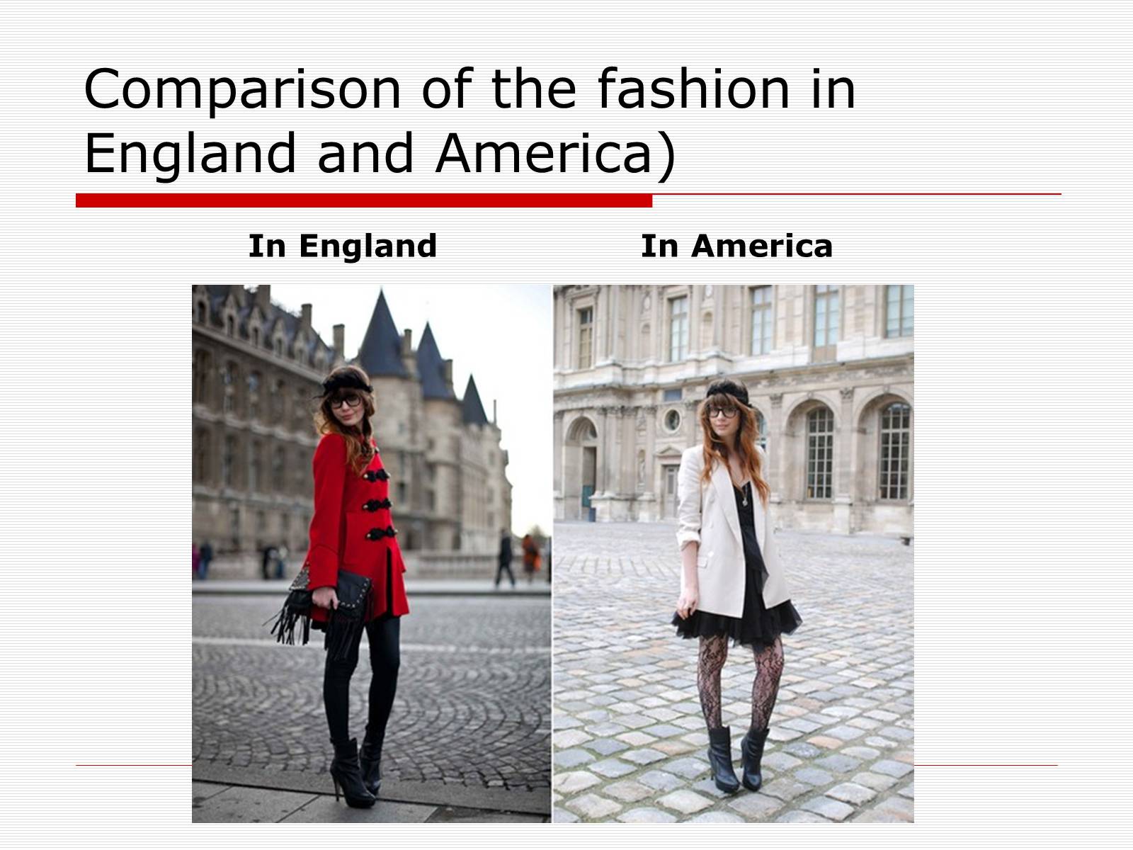 Презентація на тему «Comparison of the fashion in England and America» - Слайд #21 Презентація на тему «Comparison of the fashion in England and America» - Слайд #21