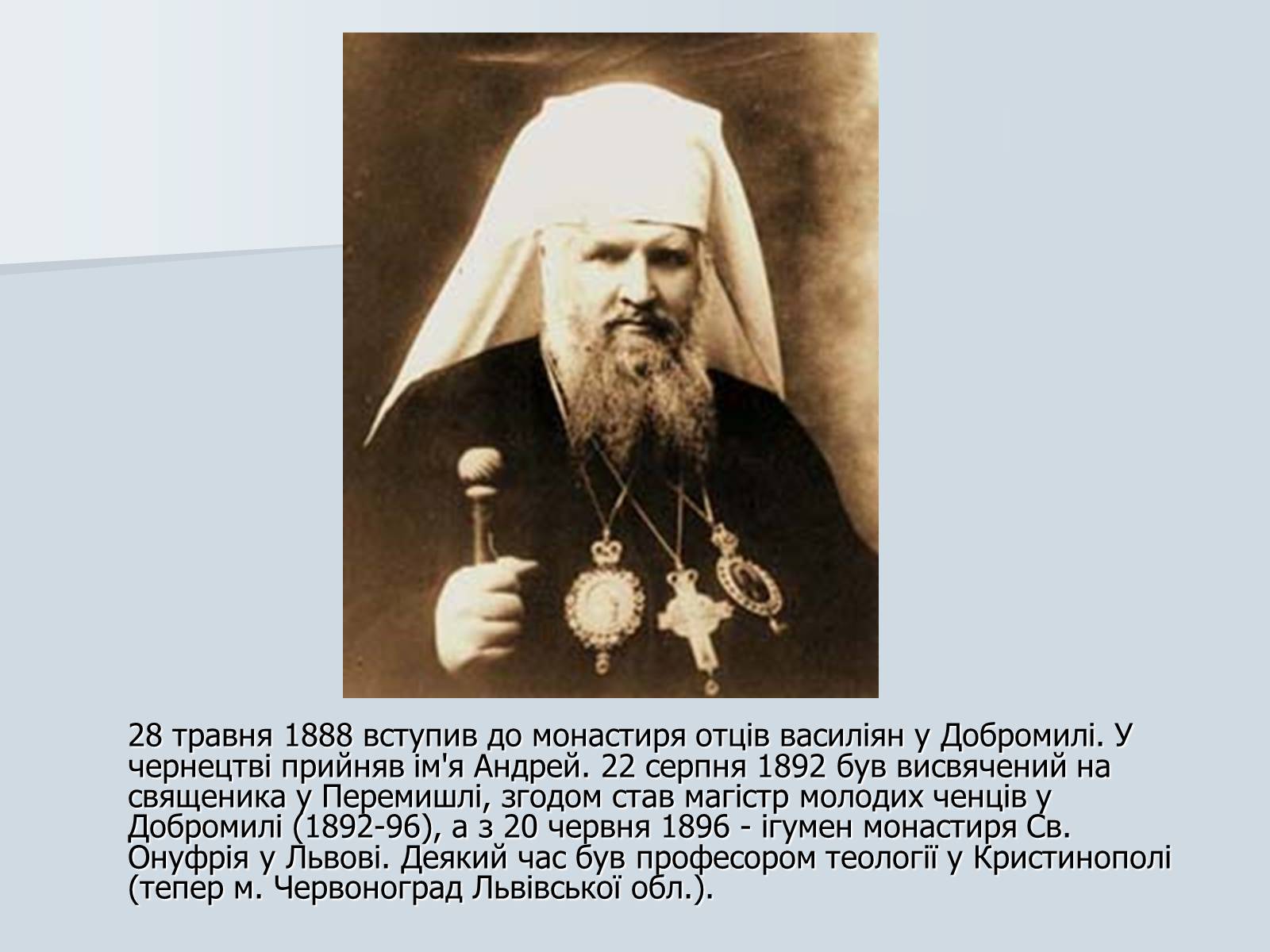 Презентація на тему «Андрій Шептицький» (варіант 1) - Слайд #4 Презентація на тему «Андрій Шептицький» (варіант 1) - Слайд #4