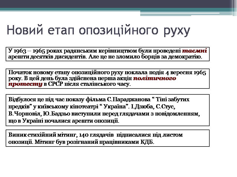 Презентація на тему «Опозиційний рух в Україні» (варіант 2) - Слайд #4 Презентація на тему «Опозиційний рух в Україні» (варіант 2) - Слайд #4