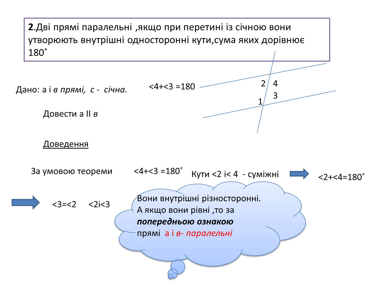 Презентація на тему «Ознаки паралельності прямих» - Слайд #4 Презентація на тему «Ознаки паралельності прямих» - Слайд #4
