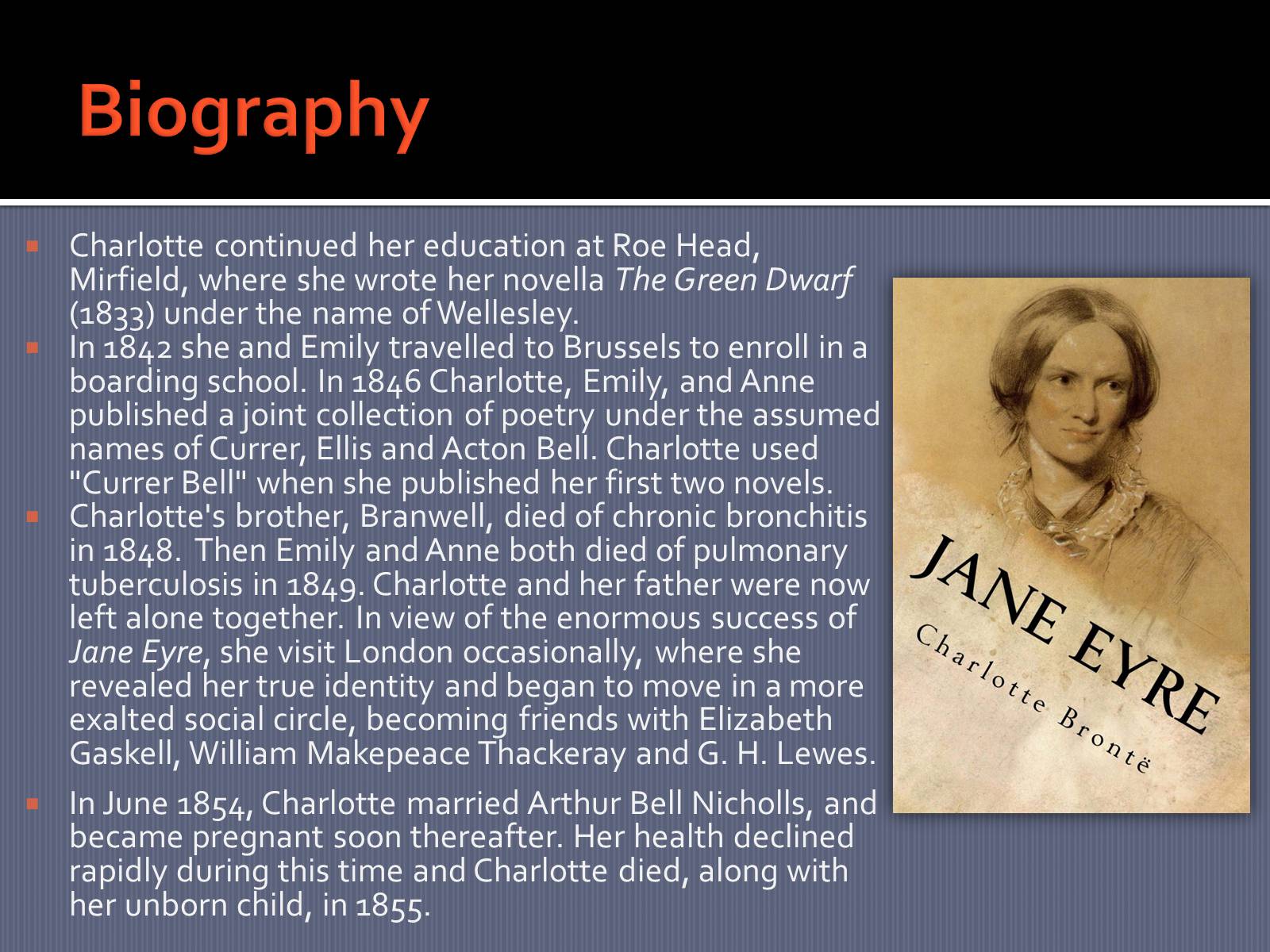 Презентація на тему «Charlotte Bronte» (варіант 2) - Слайд #4 Презентація на тему «Charlotte Bronte» (варіант 2) - Слайд #4