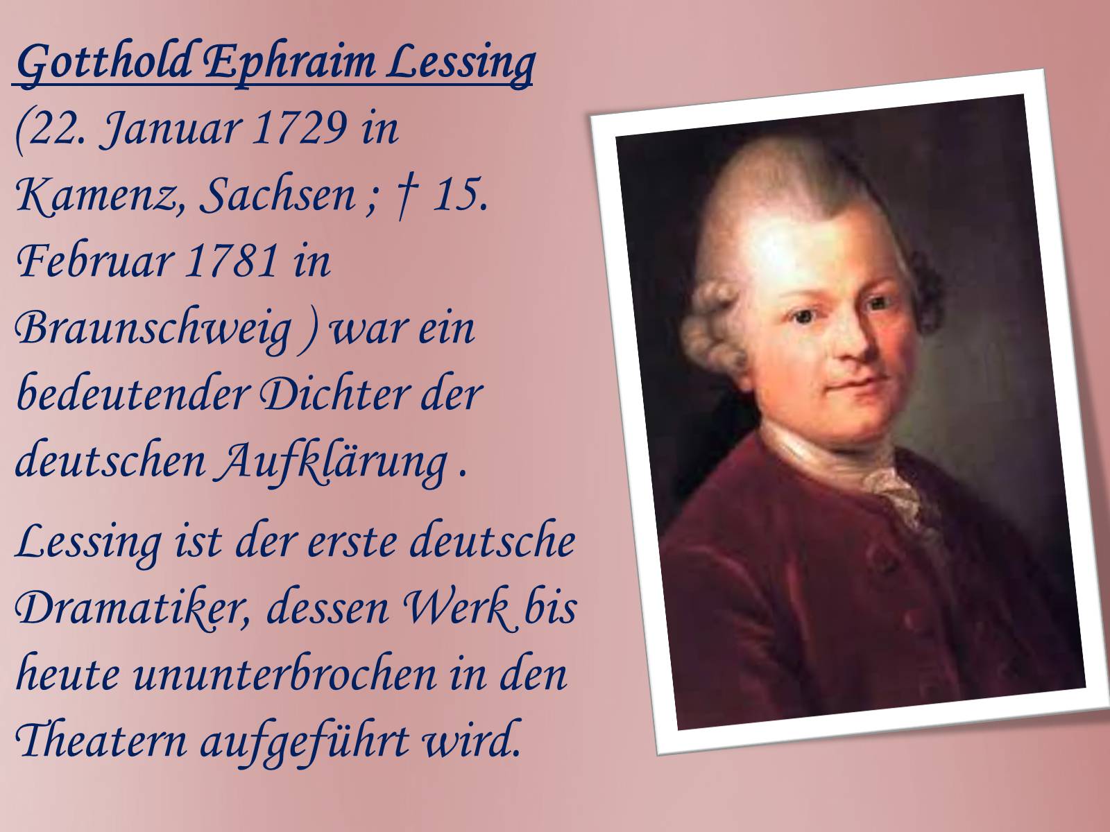Презентація на тему «Gotthold Ephraim Lessing» - Слайд #2 Презентація на тему «Gotthold Ephraim Lessing» - Слайд #2