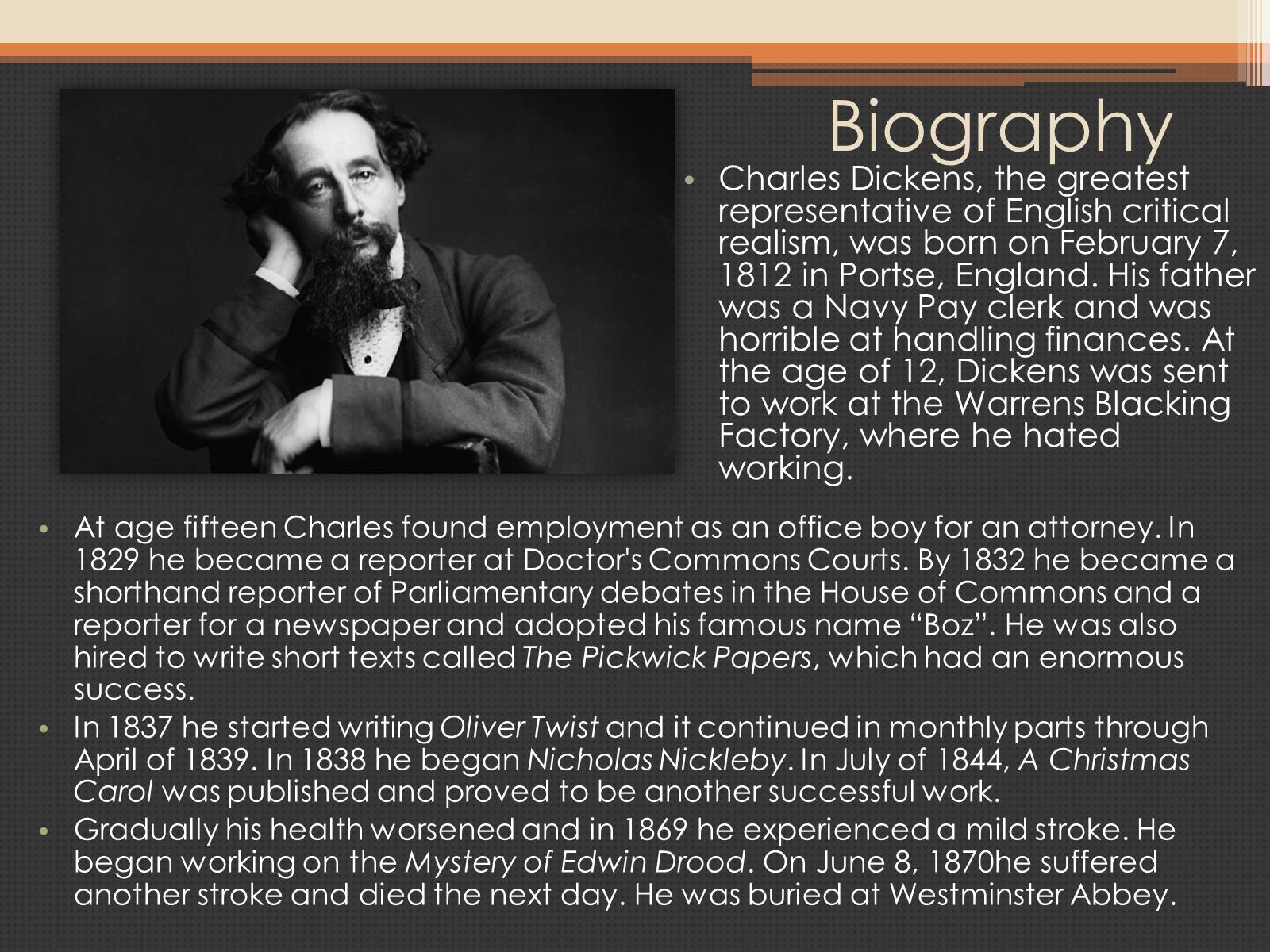 Презентація на тему «Charles Dickens» (варіант 2) - Слайд #2 Презентація на тему «Charles Dickens» (варіант 2) - Слайд #2