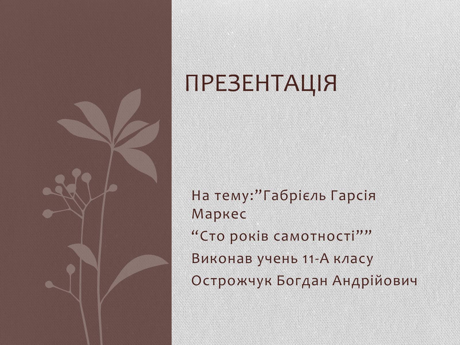 Презентація на тему «Сто років самотності» (варіант 2) - Слайд #1 Презентація на тему «Сто років самотності» (варіант 2) - Слайд #1