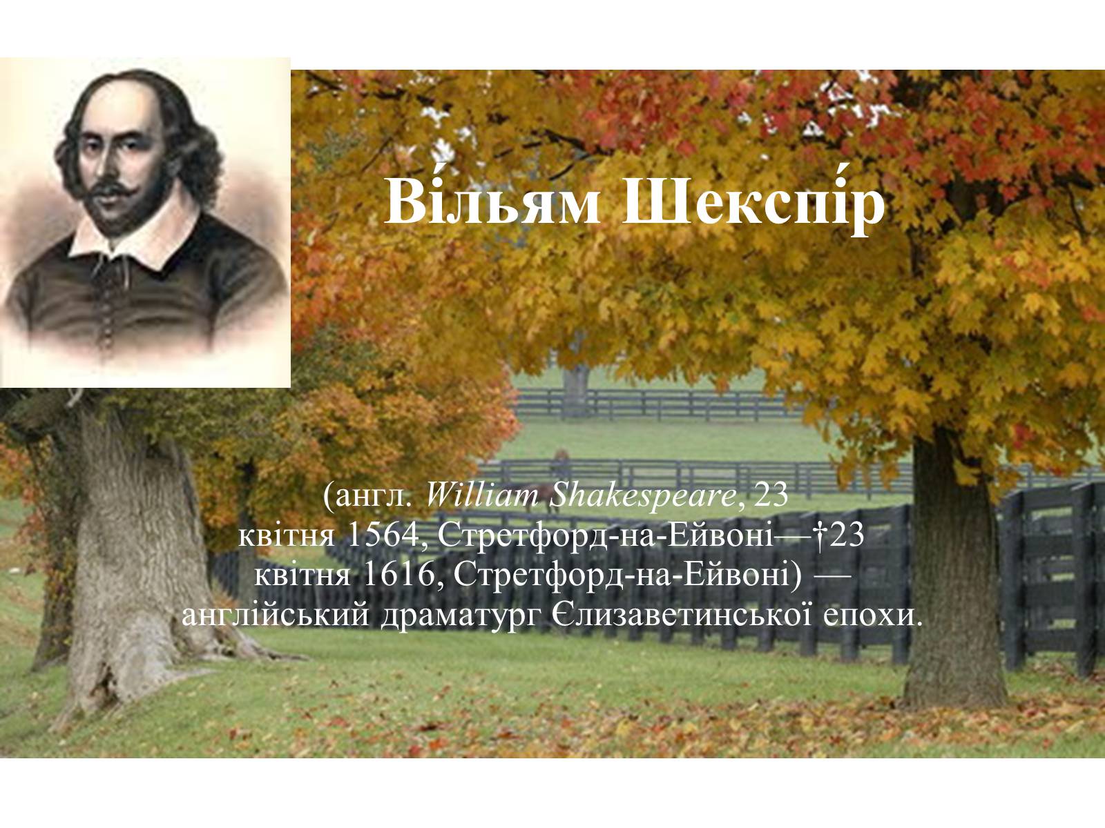 Презентація на тему «Вільям Шекспір» (варіант 5) - Слайд #1 Презентація на тему «Вільям Шекспір» (варіант 5) - Слайд #1