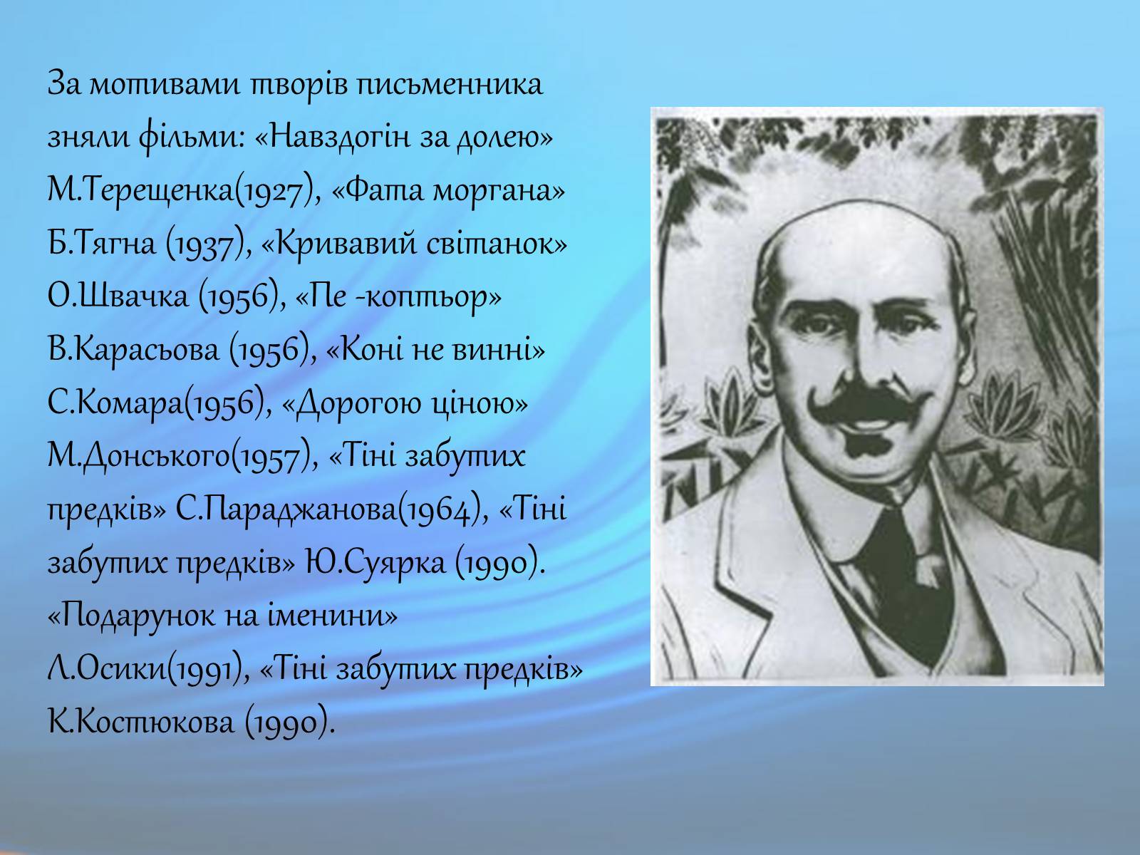 Презентація на тему «М. Коцюбинський» (варіант 1) - Слайд #18 Презентація на тему «М. Коцюбинський» (варіант 1) - Слайд #18