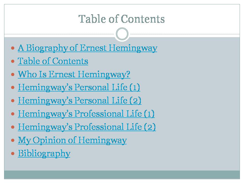 Презентація на тему «A Biography of Ernest Hemingway» (варіант 2) - Слайд #2 Презентація на тему «A Biography of Ernest Hemingway» (варіант 2) - Слайд #2