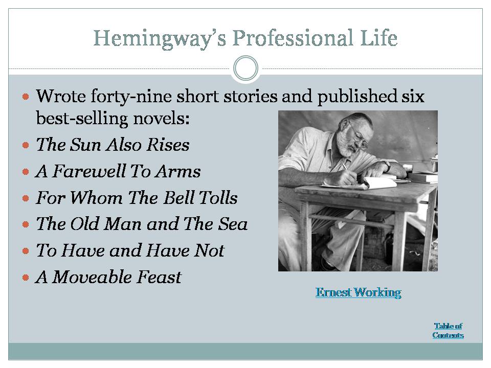 Презентація на тему «A Biography of Ernest Hemingway» (варіант 2) - Слайд #6 Презентація на тему «A Biography of Ernest Hemingway» (варіант 2) - Слайд #6