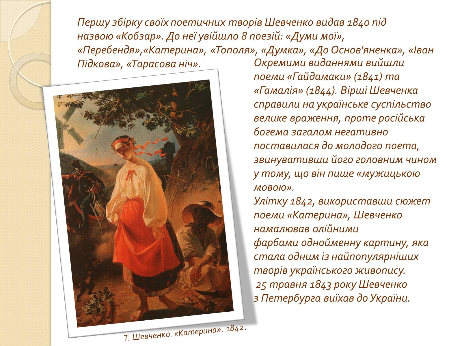 Презентація на тему «Тарас Григорович Шевченко» (варіант 34) - Слайд #10 Презентація на тему «Тарас Григорович Шевченко» (варіант 34) - Слайд #10