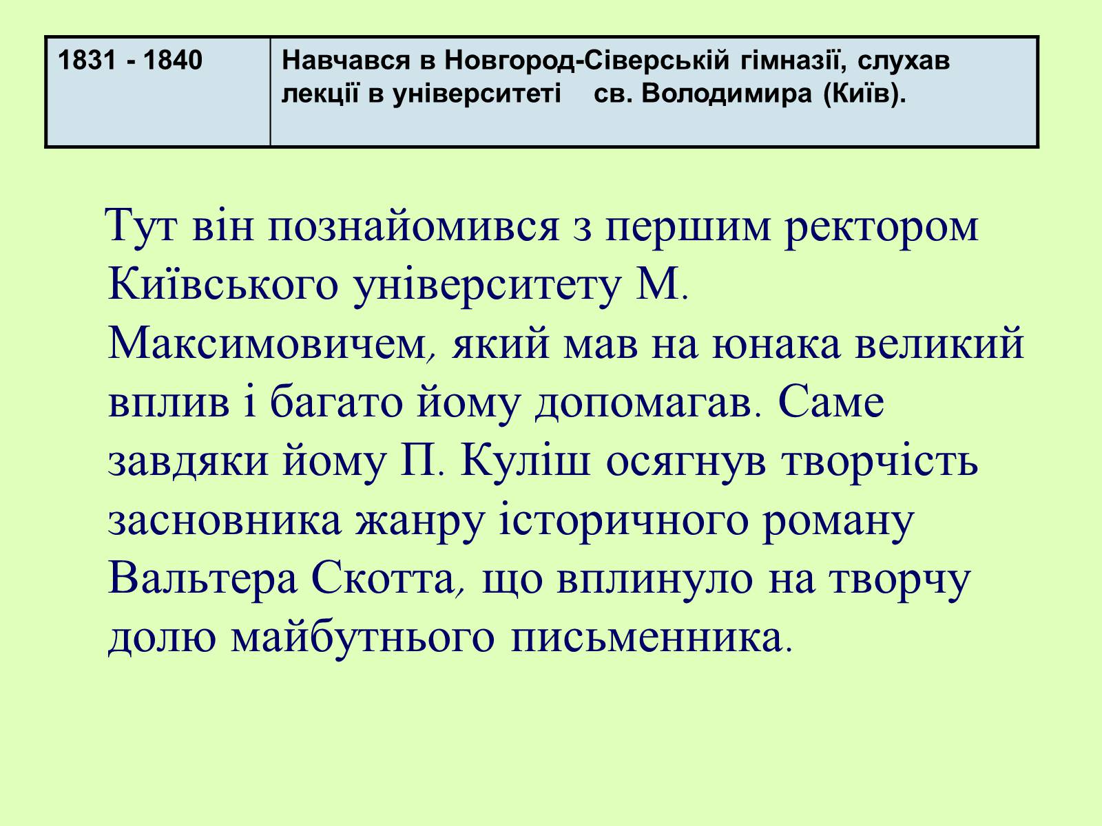 Презентація на тему «Пантелеймон Куліш» (варіант 7) - Слайд #6 Презентація на тему «Пантелеймон Куліш» (варіант 7) - Слайд #6