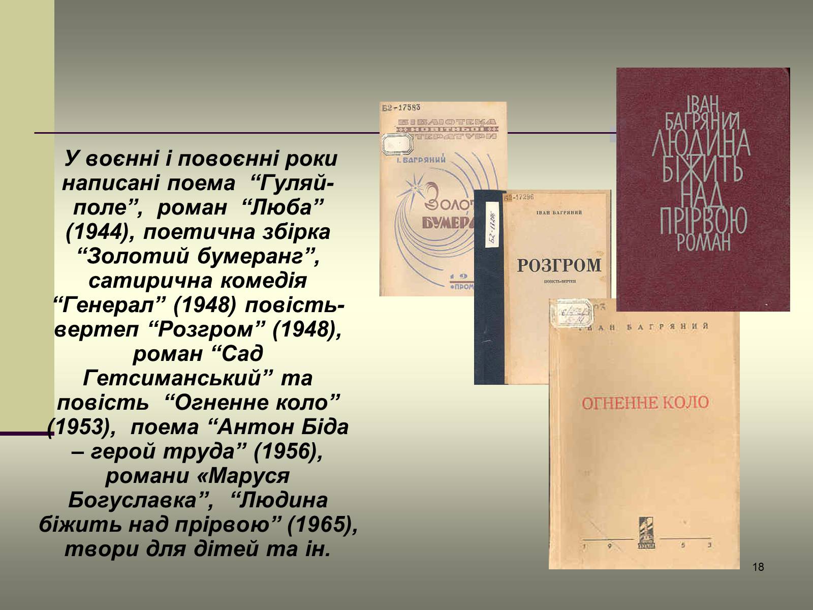 Презентація на тему «Іван Багряний» (варіант 6) - Слайд #18 Презентація на тему «Іван Багряний» (варіант 6) - Слайд #18