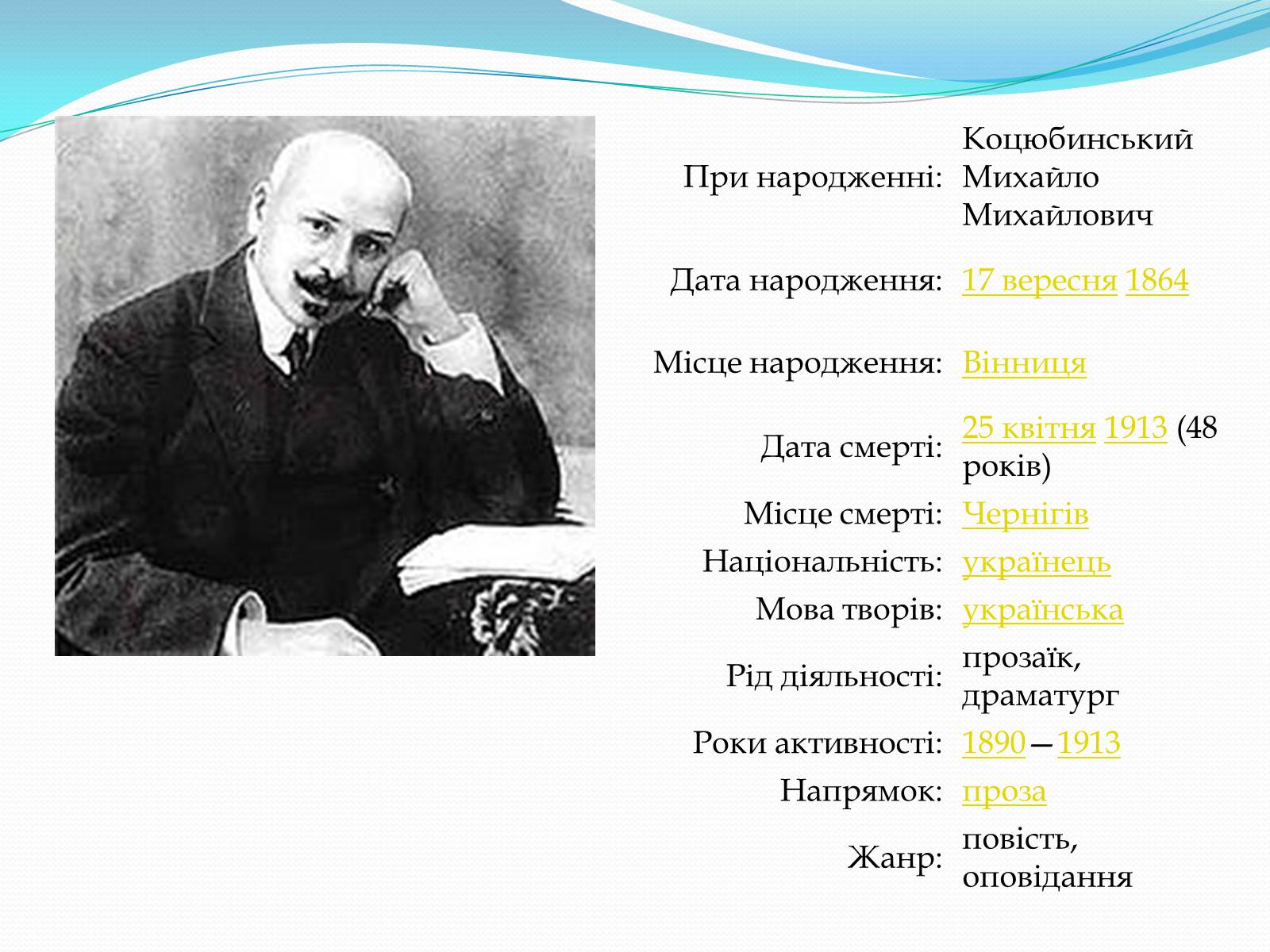 Презентація на тему «Михайло Коцюбинський» (варіант 3) - Слайд #2 Презентація на тему «Михайло Коцюбинський» (варіант 3) - Слайд #2