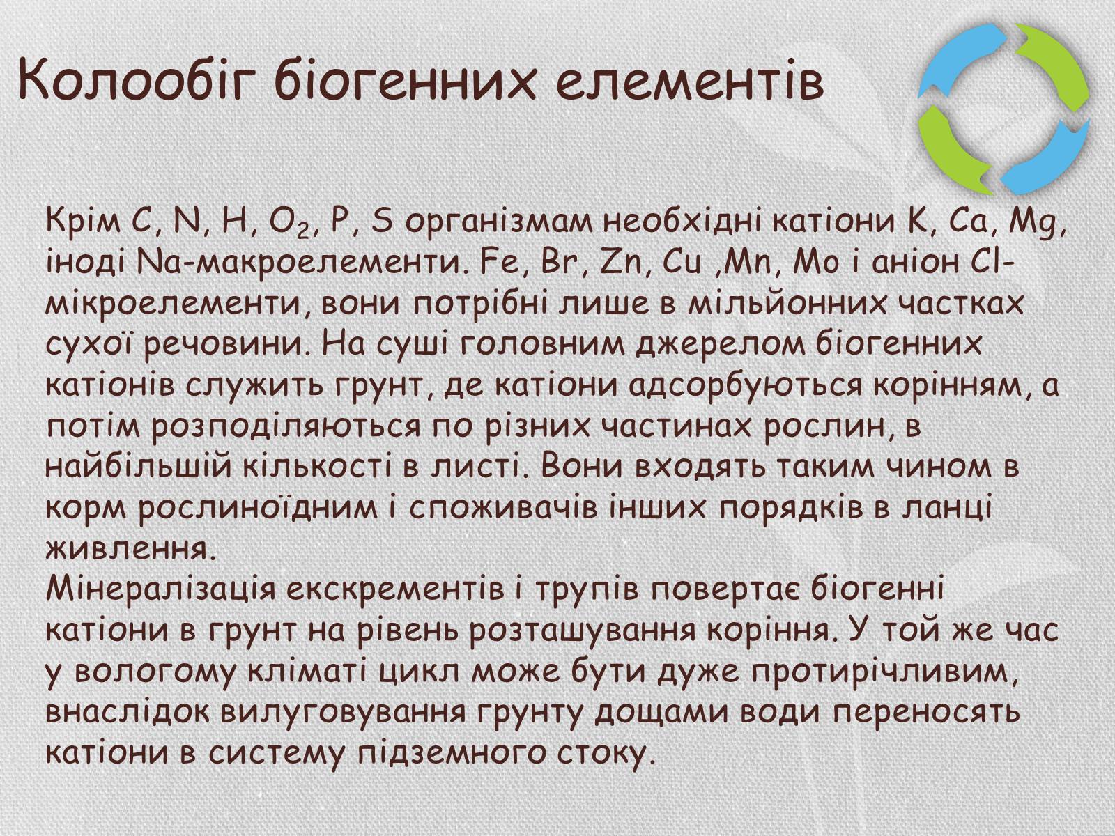 Презентація на тему «Колообіг речовин і потоки енергії як основні системоутворювальні чинники» (варіант 1) - Слайд #20 Презентація на тему «Колообіг речовин і потоки енергії як основні системоутворювальні чинники» (варіант 1) - Слайд #20