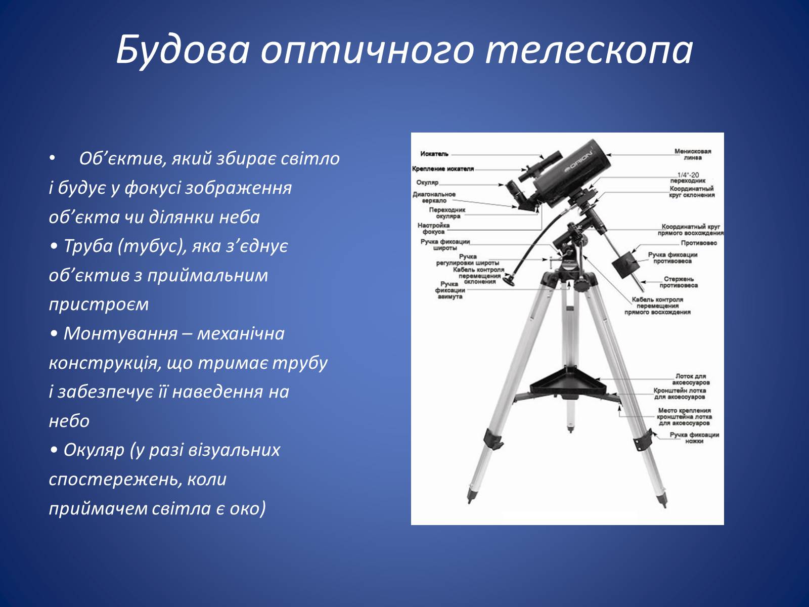 Презентація на тему «Методи та засоби астрономічних досліджень» - Слайд #6 Презентація на тему «Методи та засоби астрономічних досліджень» - Слайд #6