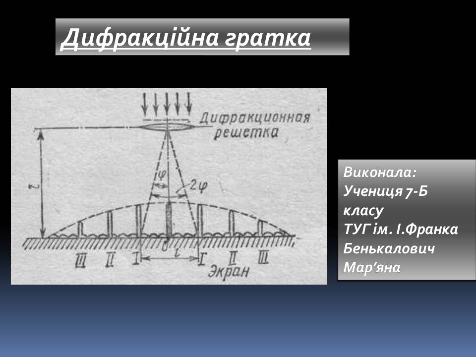 Презентація на тему «Дифракційна гратка» - Слайд #1 Презентація на тему «Дифракційна гратка» - Слайд #1