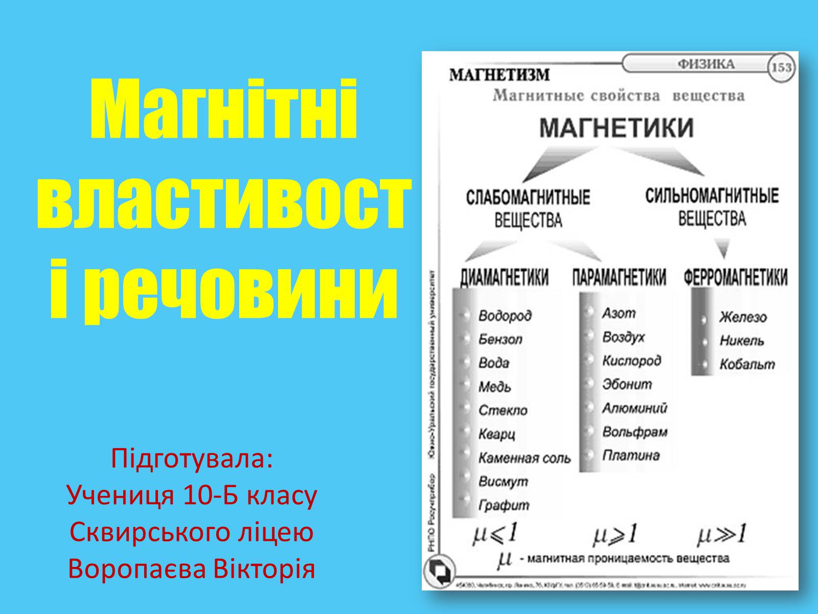 Презентація на тему «Магнітні властивості речовини» (варіант 1) - Слайд #1 Презентація на тему «Магнітні властивості речовини» (варіант 1) - Слайд #1