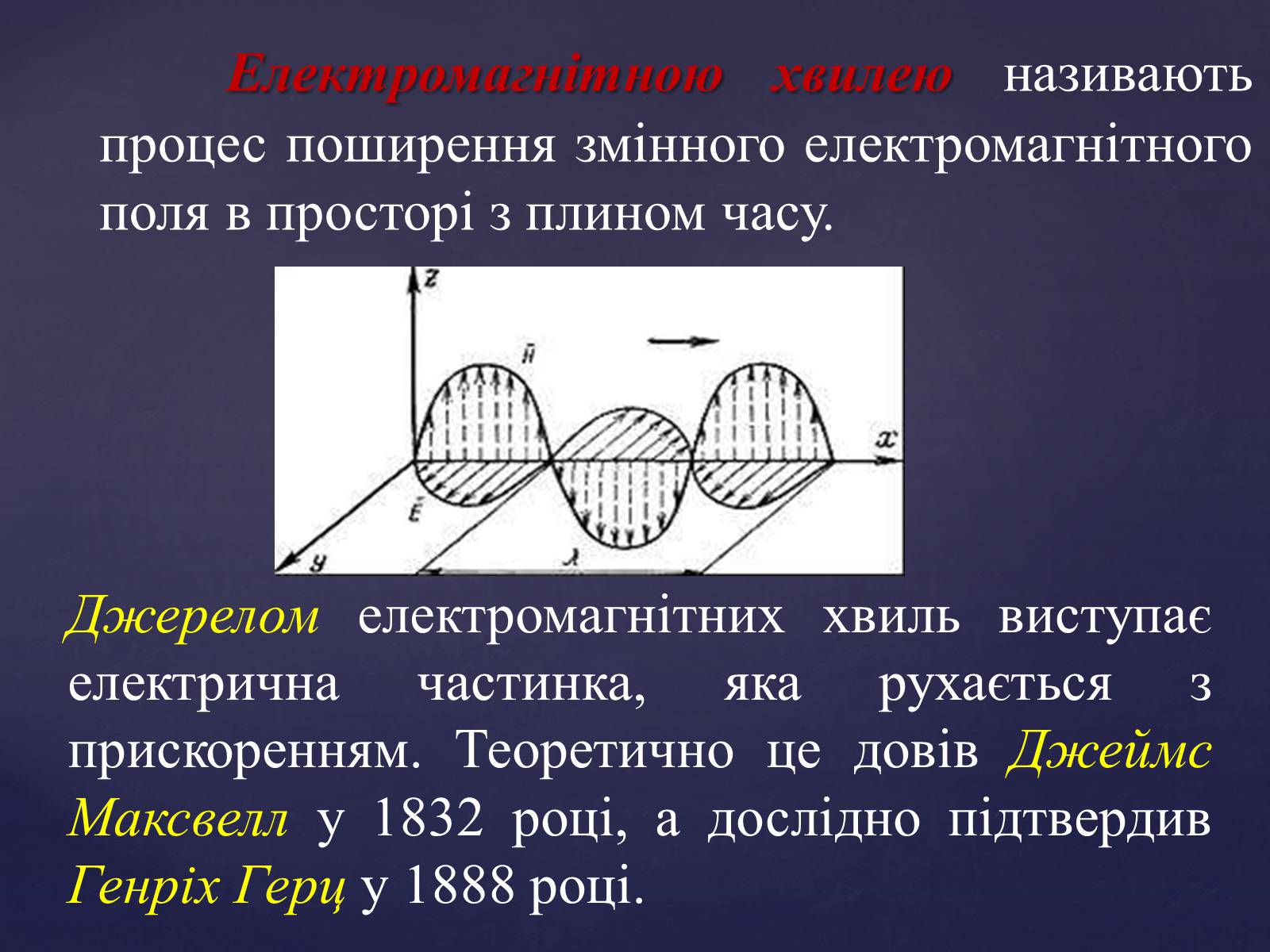 Презентація на тему «Електромагнітні хвилі» (варіант 4) - Слайд #3 Презентація на тему «Електромагнітні хвилі» (варіант 4) - Слайд #3