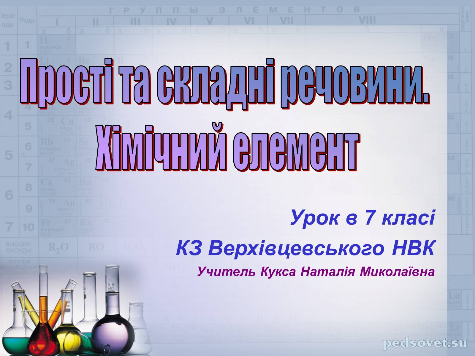 Презентація на тему «Прості та складні речовини. Хімічний елемент» (варіант 1) - Слайд #1 Презентація на тему «Прості та складні речовини. Хімічний елемент» (варіант 1) - Слайд #1
