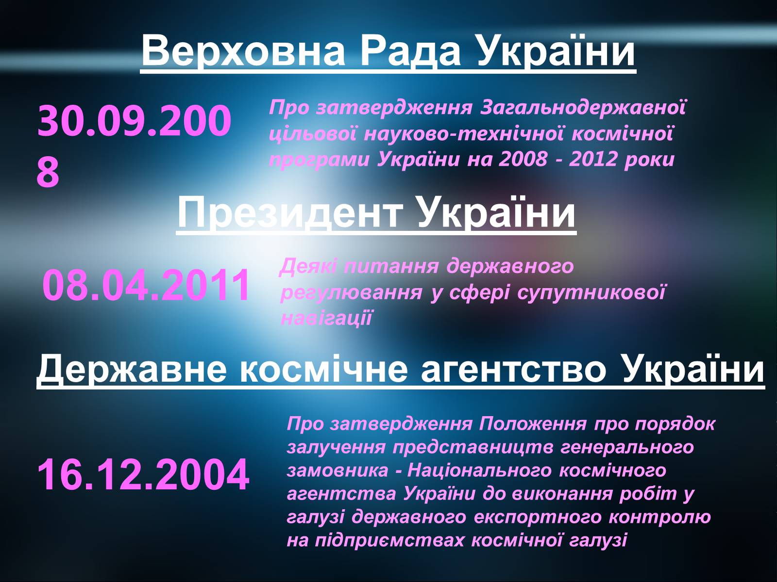 Презентація на тему «Державна космічна нормативна база» - Слайд #6 Презентація на тему «Державна космічна нормативна база» - Слайд #6